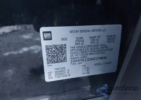 2022 GMC Acadia Awd At4 from USA, damaged, VIN 1GKKNLLS1NZ174644